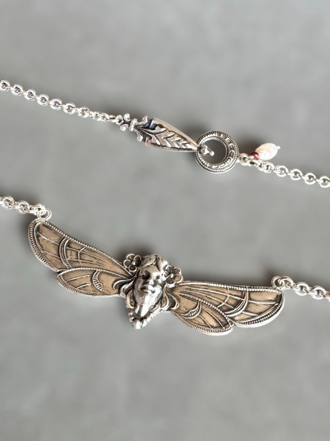 Art Nouveau Butterfly Woman necklace in Sterling Silver