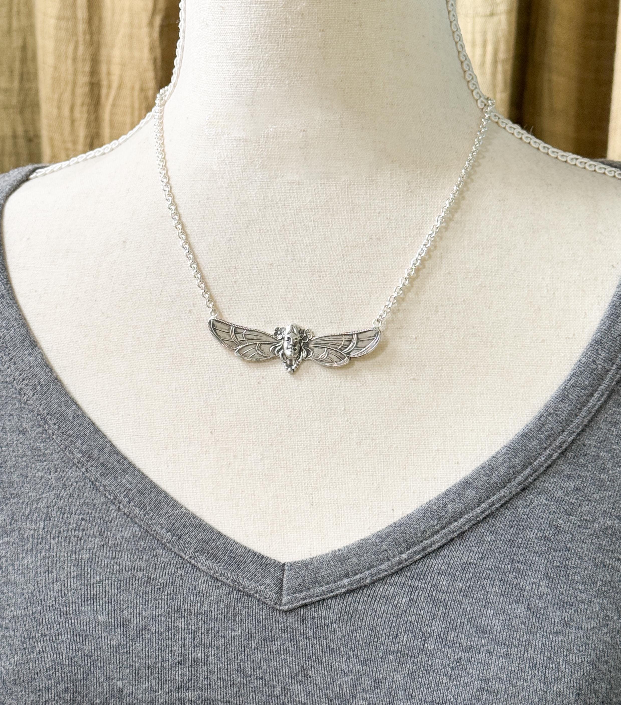 Art Nouveau Butterfly Woman necklace in Sterling Silver