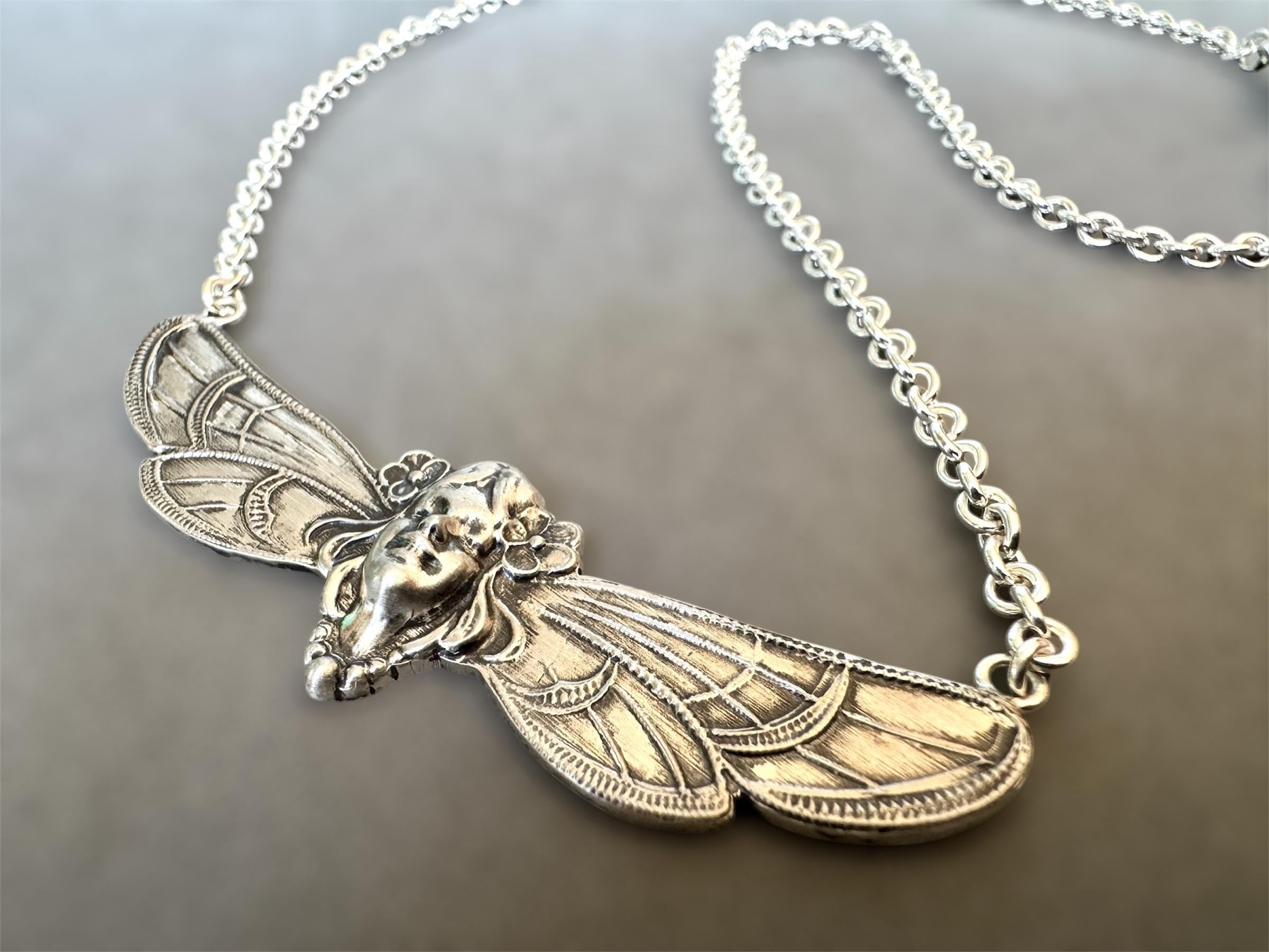 Art Nouveau Butterfly Woman necklace in Sterling Silver