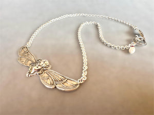 Art Nouveau Butterfly Woman necklace in Sterling Silver