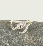 Load and play video in Gallery viewer, Snake Ring with Ruby Eyes and Spinel , serpent, sterling silver

